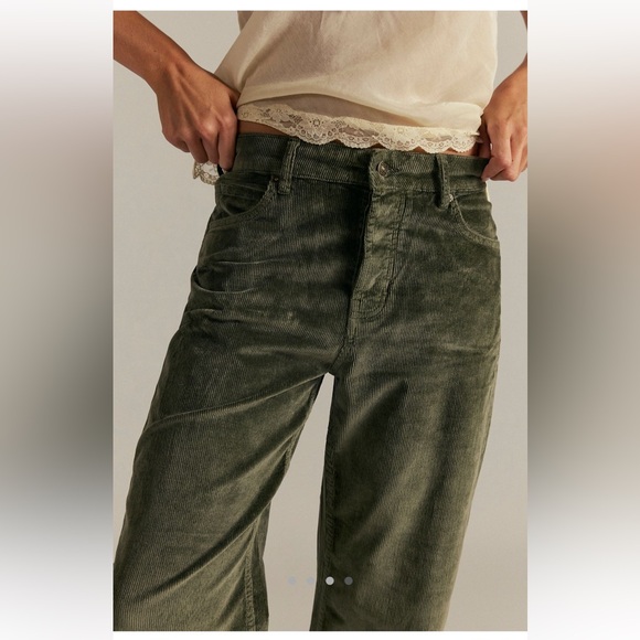 Free People NWT Deep Trance Dropped Corduroy Jeans Size 30 in Keepsake Clover - Picture 4 of 13
